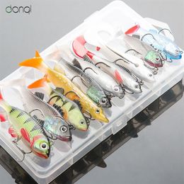 DONQL Kit de leurre souple ensemble Wobblers Pesca appât artificiel leurres de pêche en Silicone bar de mer carpe pêche plomb poisson Jig T191020250o