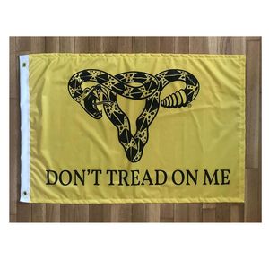 Ne pas marcher sur moi des drapeaux de serpent utérus 3 'x 5'ft Banners de festival 100d Polyester extérieur de haute qualité vif couleur avec deux œillets en laiton