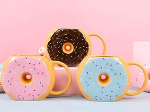 Taza de porcelana de café de Donut taza de oficina divertida broma dulces Donuts pastel tazas de cerámica 580ML regalo de fiesta de cumpleaños de Navidad Favor