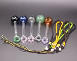 Tuyaux de brûleur à mazout en verre Donut Pyrex avec accrocher une corde accessoires de tuyaux de fumer colorés
