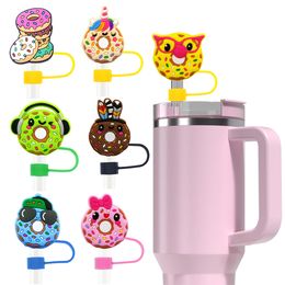 Donut-serie strodop 10 mm zacht rubberen afneembare rieten fitting creatieve rieten clip gepersonaliseerde penclip clip