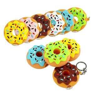 Doughnut hand pijp siliconen rokende pijpen oliebrander hittebestendige 60mm met sleutelhanger en glazen kom