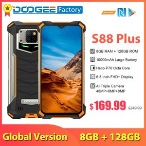 Doogee S88 plus 8 Go 128 Go 10000mAh Smartphone 48MP CAMERIE 6.3 pouces FHD + Octa Core Phone Mobile Phone IP68 / IP69K Téléphone robuste