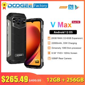 Doogee v Max 5G 22000mAh Smartphone 12 Go 256 Go 6 nm Processeur Octa Core Phone 108MP Caméra Rusée 120 Hz Téléphone mobile