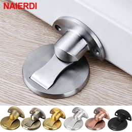 Fermetures de porte NAIERDI 304 Butée en acier inoxydable Butée magnétique Support en argent Caché Catch Floor pour matériel de meubles de toilette 221007