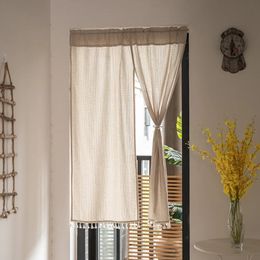 Rideau de porte Style japonais coton lin Jacquard rayé rideau de séparation pour cuisine salon chambre rideau décoratif 240117