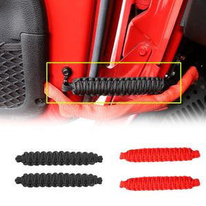 Deur beperkende riemen voor jeep Wrangler CJ YJ TJ JK JKU JL deurbegrenzer paracord hand geweven rood (2pcs)