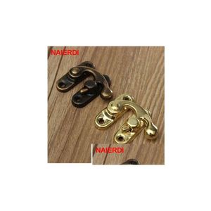 Serrures de porte 10pcs Naierdi Petite serrure en métal antique Moraillons décoratifs Crochet Cadeau Boîte à bijoux en bois Cadenas avec vis pour meubles Ha Dhdav