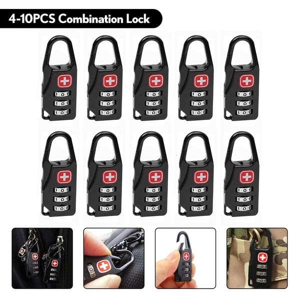 Serrures de porte 4-10PCS Portable Alliage Mini Serrure Cadenas Coffre-Fort Combinaison Code Cadenas pour Bagages Zipper Sac À Dos Voyage Bagages Anti-vol 230314