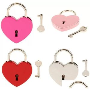 Serrures de porte 7 couleurs en forme de coeur serrure concentrique en métal Mitcolor clé cadenas Gym boîte à outils paquet serrures de porte fournitures de construction Drop Deli Dhw2M