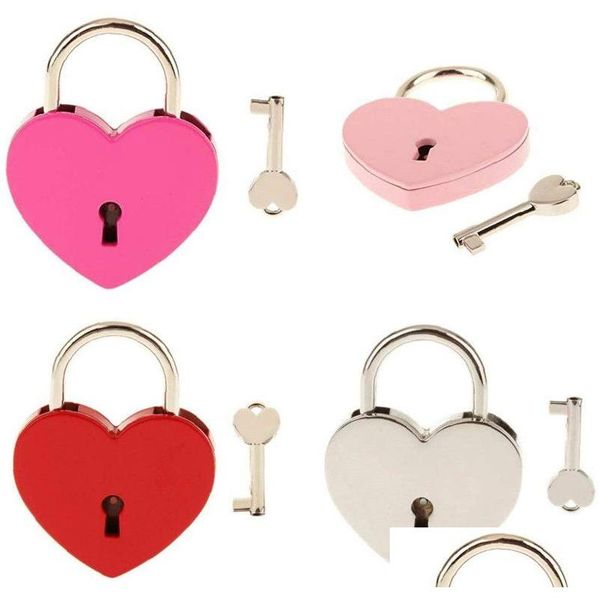 Cerraduras de puerta 7 colores en forma de corazón Cerradura concéntrica Metal Mitcolor Llave Candado Gimnasio Juego de herramientas Paquete Suministros de construcción Entrega de la gota Inicio Dhdqq