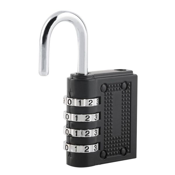 Verrouillage de porte noirs 4 cadrans combinaison réinstable Mot de passe verrouillage de mot de passe de casier SA-casier Padlock pour la recherche de recherche de valise Travel Lage Ho Otmf1