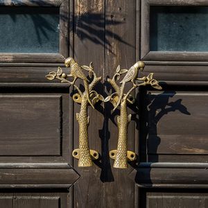 Serrures de porte en laiton faites à la main, poignées en verre Woden pour portes intérieures, branche de grange, perroquet 231212