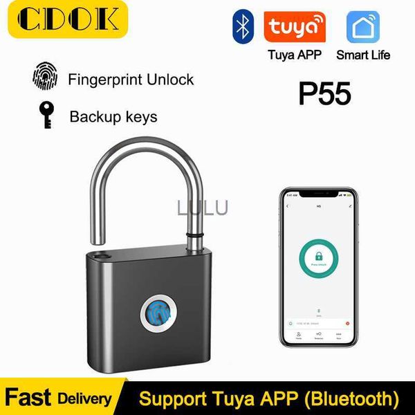 Serrures de porte CDOK Tuya BLE cadenas à empreinte digitale intelligente étanche déverrouillage à distance clé de chargement USB déverrouiller antivol serrure de porte d'armoire P55 HKD230902