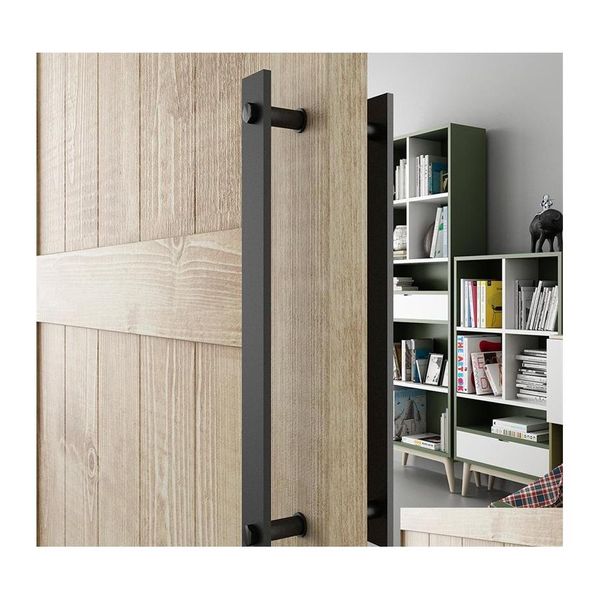 Serrures de porte DiyHD 14 Poignée de grange noire rustique en acier et poignées de bartobar plates à deux côtés en bois T200605 Drop Delivery Home Garden Build Dhmco