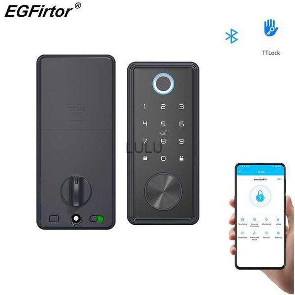 Cerraduras de puertas EGFirtor Smart TTLock Bluetooth Cerradura de puerta de entrada sin llave Teclado electrónico Cerrojo Cerradura de puerta de madera con huella digital para el hogar HKD230902