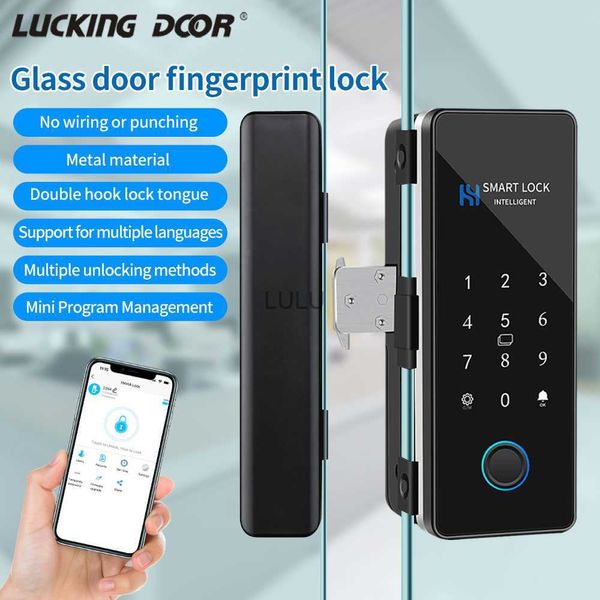 Serrures de porte Serrure numérique électronique serrure de porte en verre d'empreinte digitale Bluetooth HAHA-Lock App mot de passe carte IC serrure de présence de téléphone intelligent sans clé HKD230902