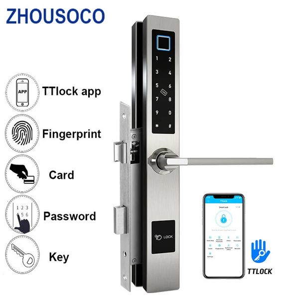 Serrures de porte Style européen étanche Bluetooth TTlock serrure carte d'empreinte digitale électronique intelligente pour aluminium verre bois 231202