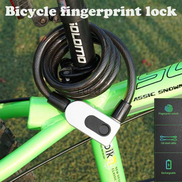 Cerraduras de puertas Huella digital antirrobo Cable de acero Cerradura Bicicleta Cerradura inteligente Impermeable y a prueba de polvo Carga USB Bicicleta de montaña Motocicleta HKD230902