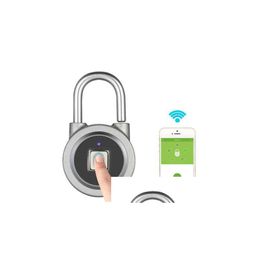 Serrures de porte Empreinte digitale Smart Keyless Lock Bouton d'application étanche Mot de passe Déverrouiller Cadenas antivol pour système Android iOS Drop Deliv Dhjic