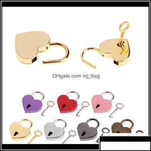 Serrures de porte Quincaillerie Matériaux de construction Maison Jardin En forme de coeur Vintage Mini Amour Cadenas Avec Clé Pour Sac À Main Petit Lage Sac Journal Livre D