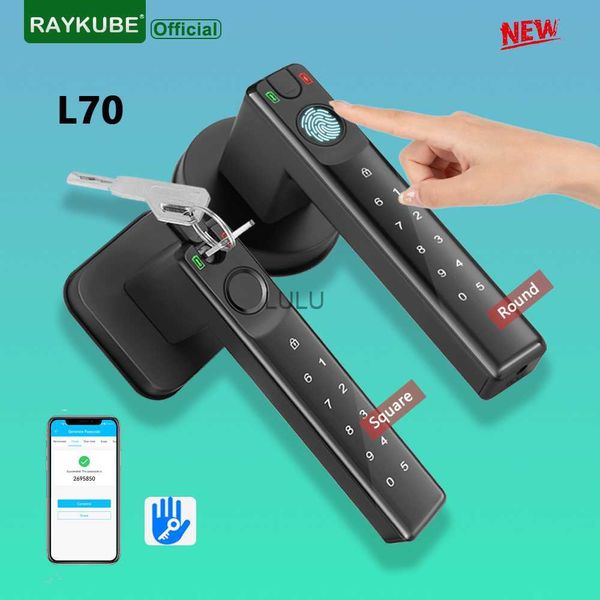 Serrures de porte Nouveau RAYKUBE L70 TT serrure intelligente empreinte digitale serrure de porte mot de passe serrure avec clés APP déverrouiller pour chambre intérieure en bois porte en métal HKD230902