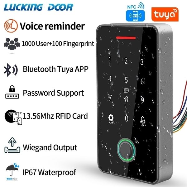 Verrons de porte NFC Bluetooth Tuya App Backlight Touch Touch 13.56 MHz Open de contrôle du clavier d'accès à la carte RFID WG IP66 Watreproof 221007