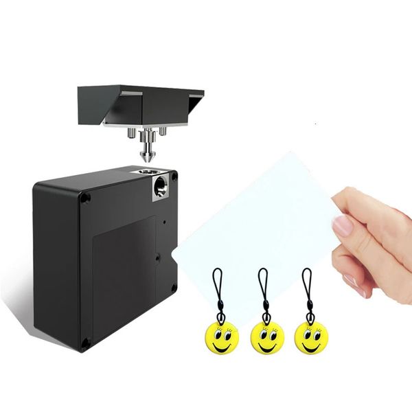 Serrures de porte Serrure intelligente RFID, sans trou, serrure cachée pour porte simple et double porte, tiroir d'armoire à carte IC Invisible 1356MHZ y231202