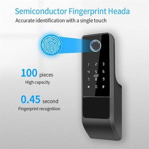 Deursloten Rand Smart Lock Deurdikte 20 tot 80 mm Waterdicht Tuya WIFI Digitaal toetsenbord RFID-kaartcode Vingerafdruk Biometrische poort Deurslot HKD230903
