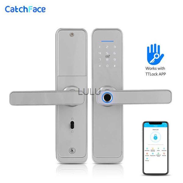 Cerraduras de puertas Plata Inteligente Huella digital Cerradura de puerta Seguridad Electrónica Inteligente Bluetooth Aplicación digital Código de teclado Tarjeta FRID Cerradura sin llave HKD230902