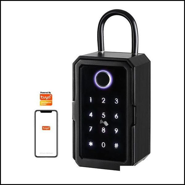 Cerraduras de puertas Smart Key Lock Box Tuya Ttlock App Wifi Fechadura Eletronica Impermeable Montaje en pared Huella digital Puerta Seguridad Airbnb Lockbo Ot5Wq