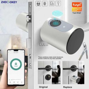 Deursloten Smart Lock-cilinder Tuya Bluetooth Europa Biometrische vingerafdruk RFID-kaart APP-sleutel DIY Verstelbare kerngrootte Elektronische deursloten HKD230902