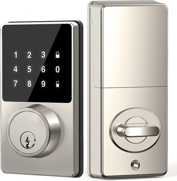 Serrures de porte Smart Lock avec mot de passe Entrée sans clé Claviers à écran tactile Application facile à installer Déverrouiller 50 codes utilisateur 231212