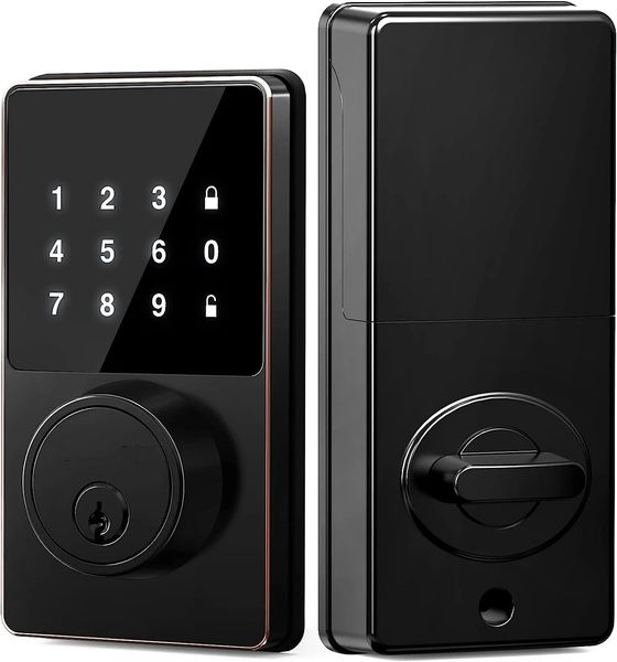 Serrures de porte Smart Lock avec mot de passe Entrée sans clé Claviers à écran tactile Application facile à installer Déverrouiller 50 codes utilisateur 231219