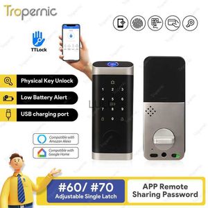 Serrures de porte TTlock App serrures de porte intelligentes pêne dormant empreinte biométrique numérique sans clé avec code de mot de passe de sonnette serrure électronique Alexa HKD230902