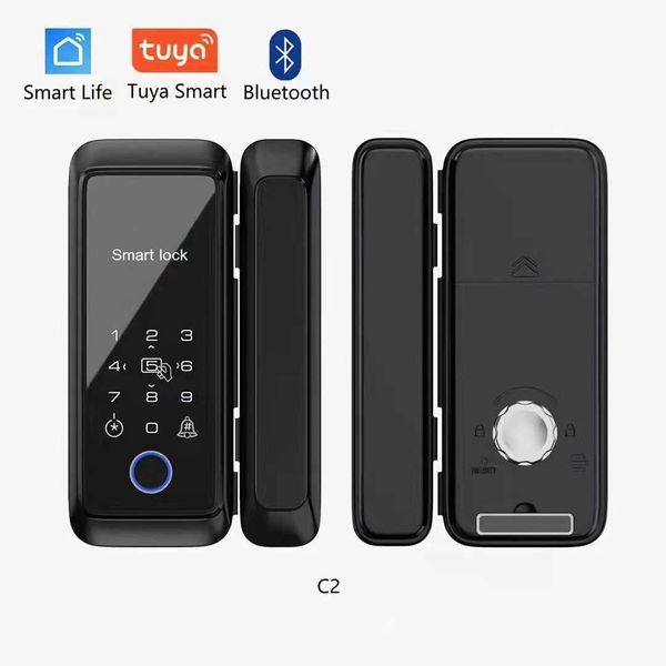 Serrures de porte Tuya App Bluetooth contrôle serrure porte coulissante clavier tactile intelligent 13.56 MHz carte RFID serrure électronique à distance HKD230903