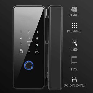 Deursloten Tuya APP Vingerafdrukslot Bluetooth Slimme glazen deur Biometrische elektronische bediening Deurslot 13,56 MHz RFID Ontgrendeling op afstand HKD230903