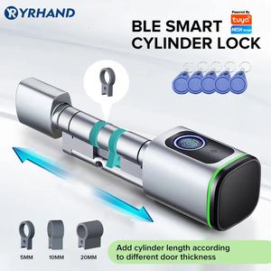 Deursloten Tuya APP Vingerafdruk RFID-kaart Bluetooth Eurocilinder Smart Lock Keyless Electronic met Alexa Google Home Vervanging 231202