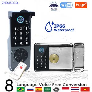 Door Locks Tuya APP Smart Lock Outdoor Waterproof Wifi Double Sided Fingerprint Password Card Digital Electronic Dooor For Garden 230830