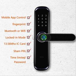 Serrature per porte Tuya APP Smart Lock TTLock Telecomando Blocco impronte digitali per interni Porta in legno Porta in metallo HKD230902