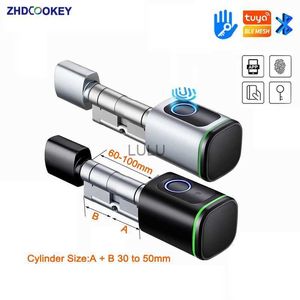 Door Locks Tuya BLE DIY Cylinder Core Biometrico Fingerprint Card TTLock App Electronic Door Locks Euro Cylinder Smart Lock with Gateway HKD230902