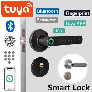 Serrures de porte Tuya serrure intelligente d'empreinte digitale serrure de porte électronique Bluetooth intelligent mot de passe stylo serrure App déverrouiller prise en charge iOS/Android pour la maison hôtel HKD230902