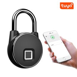 Serrures de porte Tuya Smart Lock Empreinte digitale Cadenas Armoire Dortoir Antivol USB Rechargeable Sécurité Sans clé 230830