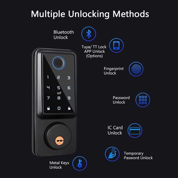 Cerraduras de puertas Tuya Wifi App Cerradura de puerta inteligente electrónica sin llave Huella digital Contraseña digital Cerrojo automático Ttlock Cerradura Bluetooth para el hogar HKD230903