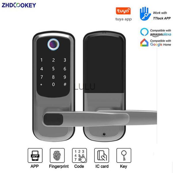 Serrures de porte Tuya WIFI biométrique empreinte digitale APP TTLock Bluetooth mot de passe IC carte Code clé sécurité pêne dormant serrure électronique intelligente serrures de porte HKD230902