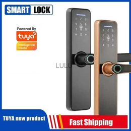 Cerraduras de puertas Wafu Smart Fingerprint Lock Seguridad Inalámbrico Tuya Control remoto Tarjeta IC Fechadura Contraseña Desbloqueo electrónico de puerta Invisible HKD230902