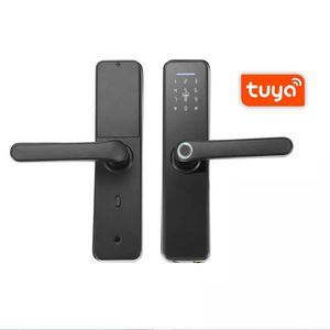 Cerraduras de puerta WAFU Tuya WIFI Huella digital Cerradura electrónica interior Tarjeta de contraseña de huella digital inteligente Cerradura de puerta de oficina para inquilinos de casa de hotel HKD230903