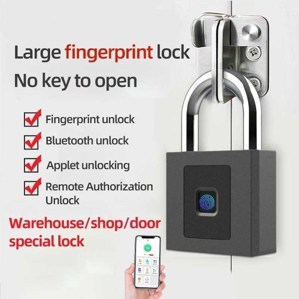 Serrures de porte Cadenas d'empreintes digitales intelligent étanche APP Déverrouillage à distance Cadenas électronique Interface de chargement USB Anti-vol Grande fermeture à glissière HKD230903