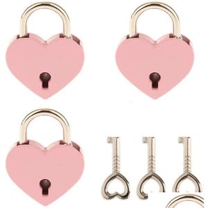 Serrures De Porte En Gros Saint Valentin Rose En Métal En Forme De Coeur Cadenas Mini Serrure Avec Clé Pour Sac À Main Petit Lage Minuscule Artisanat Boîte De Journal Drop Dhktp