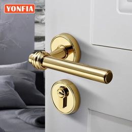 Cerraduras de puerta YONFIA 8031 Manija de puerta de la habitación del hogar de PVD tradicional antiguo dorado para juego de cerradura de puerta interior para manija de puerta de madera de dormitorio Oro 231021